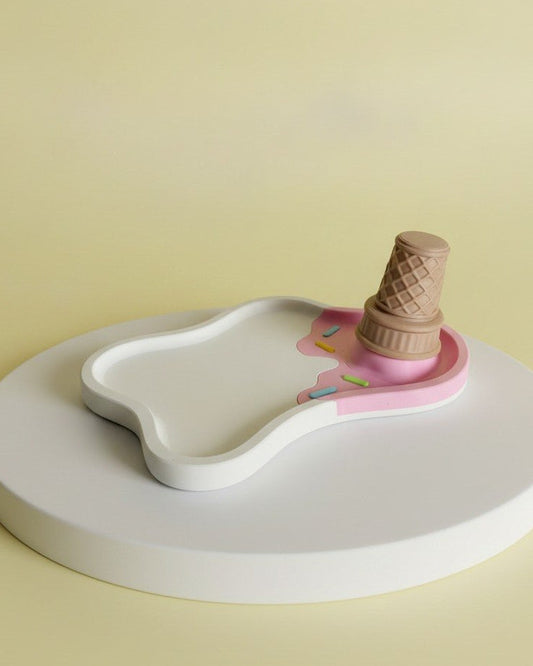 Vassoio Gelato Rovesciato - Rosa e bianco