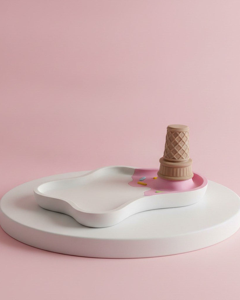 Vassoio Gelato Rovesciato - Rosa e bianco