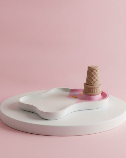 Vassoio Gelato Rovesciato - Rosa e bianco