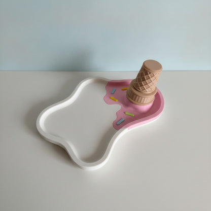 Vassoio Gelato Rovesciato - Rosa e bianco