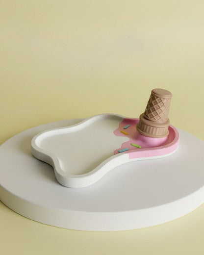 Vassoio Gelato Rovesciato - Rosa e bianco