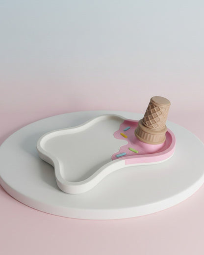 Vassoio Gelato Rovesciato - Rosa e bianco